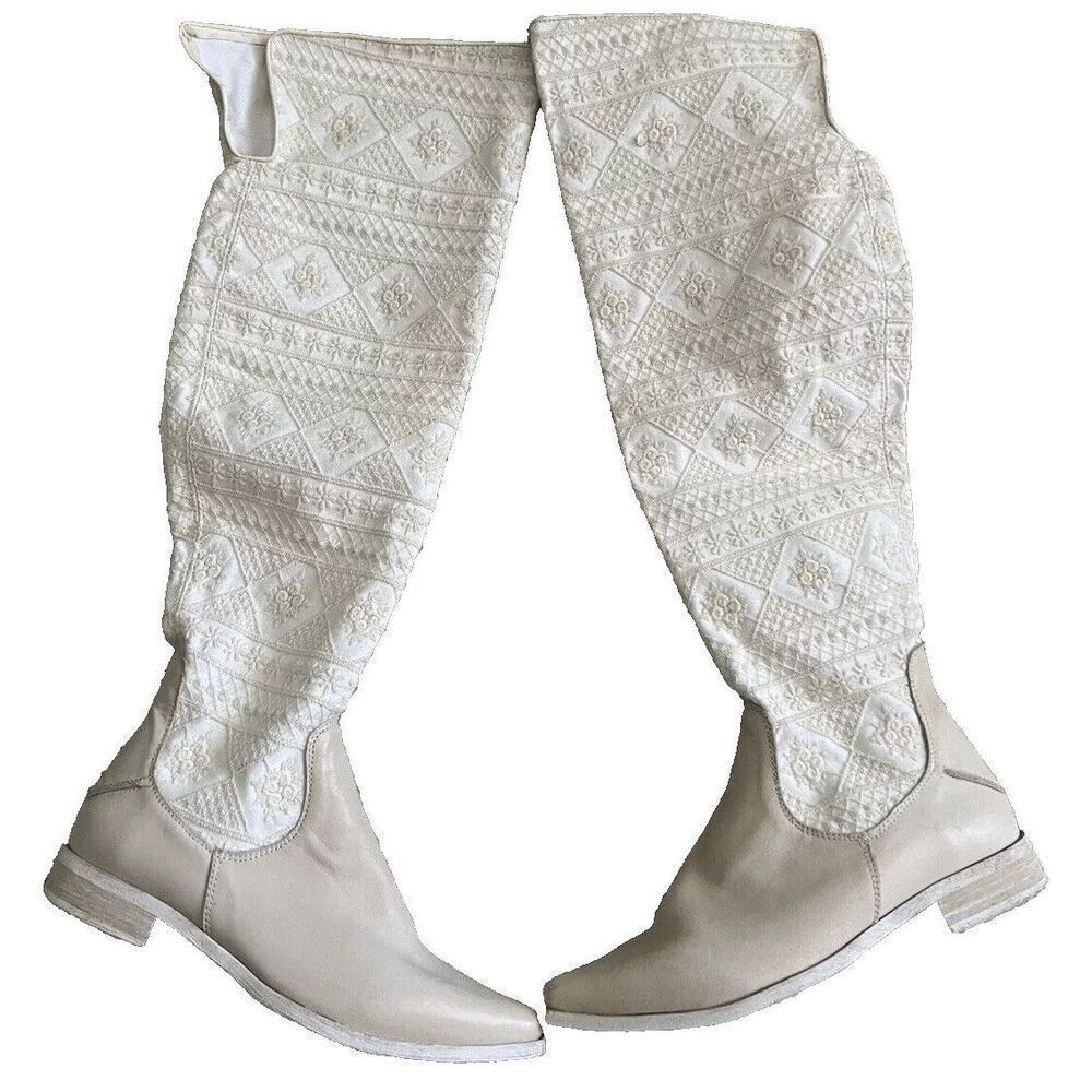 Free People Bren Slouch Ecru Western Pull On Boots New 38 US 8 - Picture 5 of 5